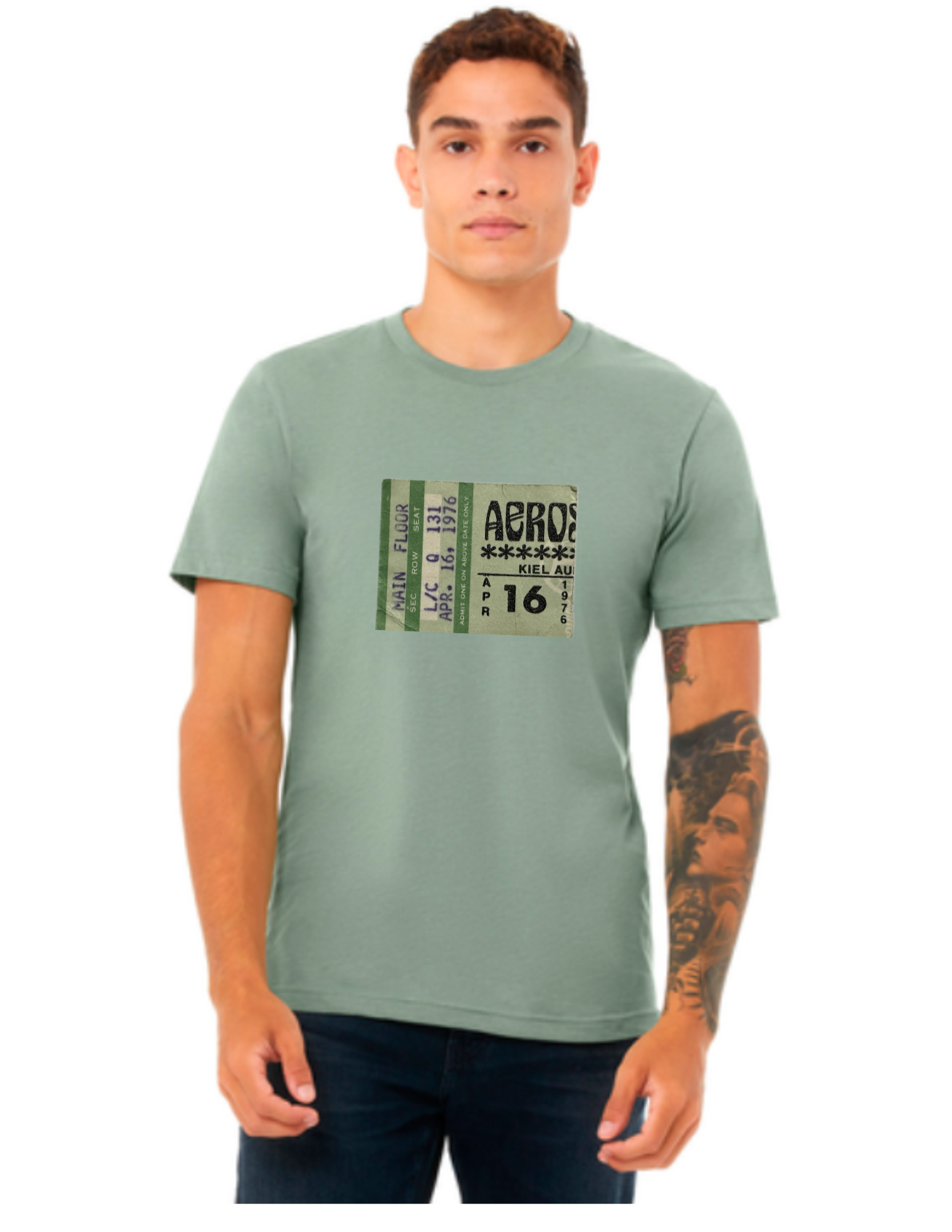 Mens Aerosmith (1976) Concert Ticket T-Shirt