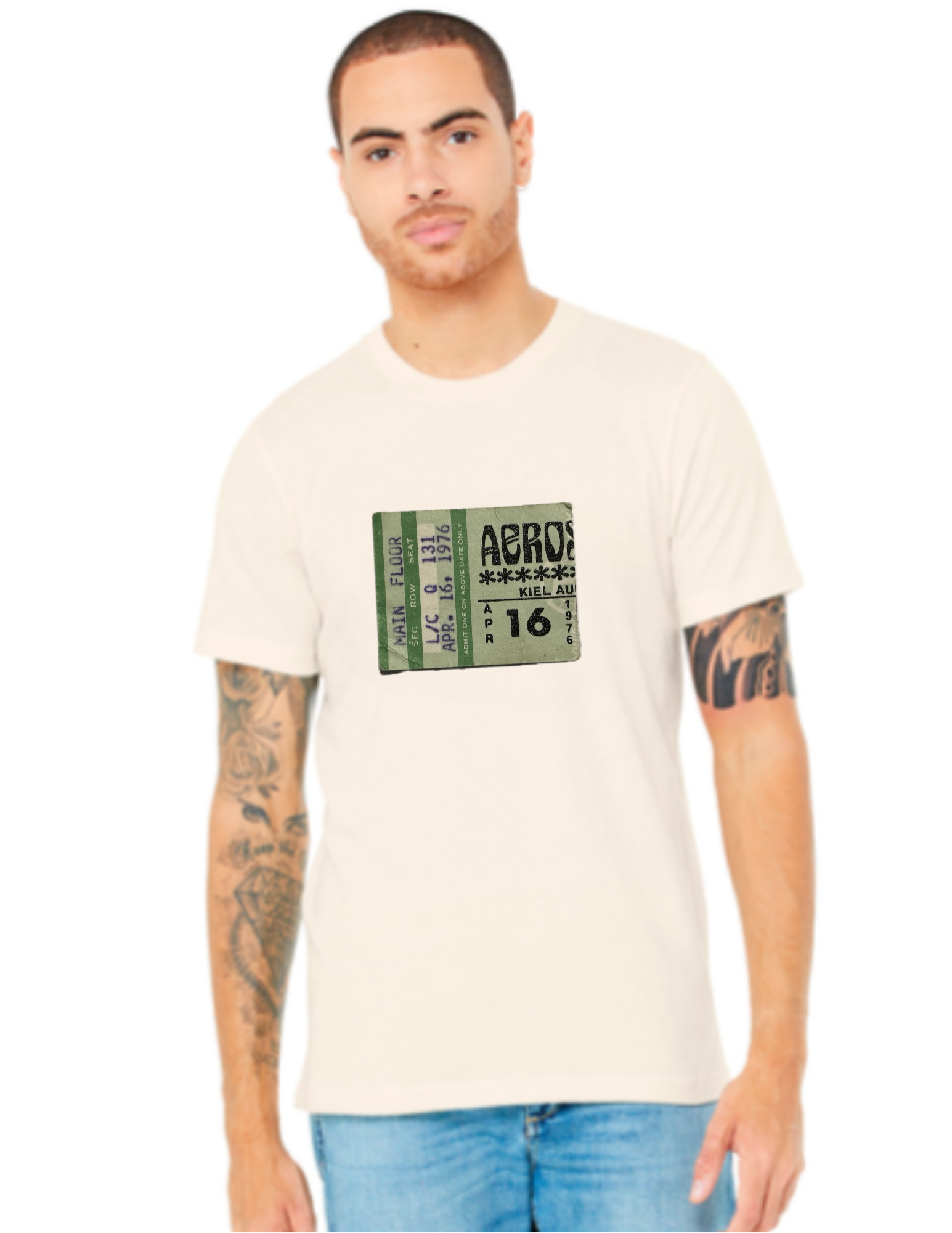 Mens Aerosmith (1976) Concert Ticket T-Shirt