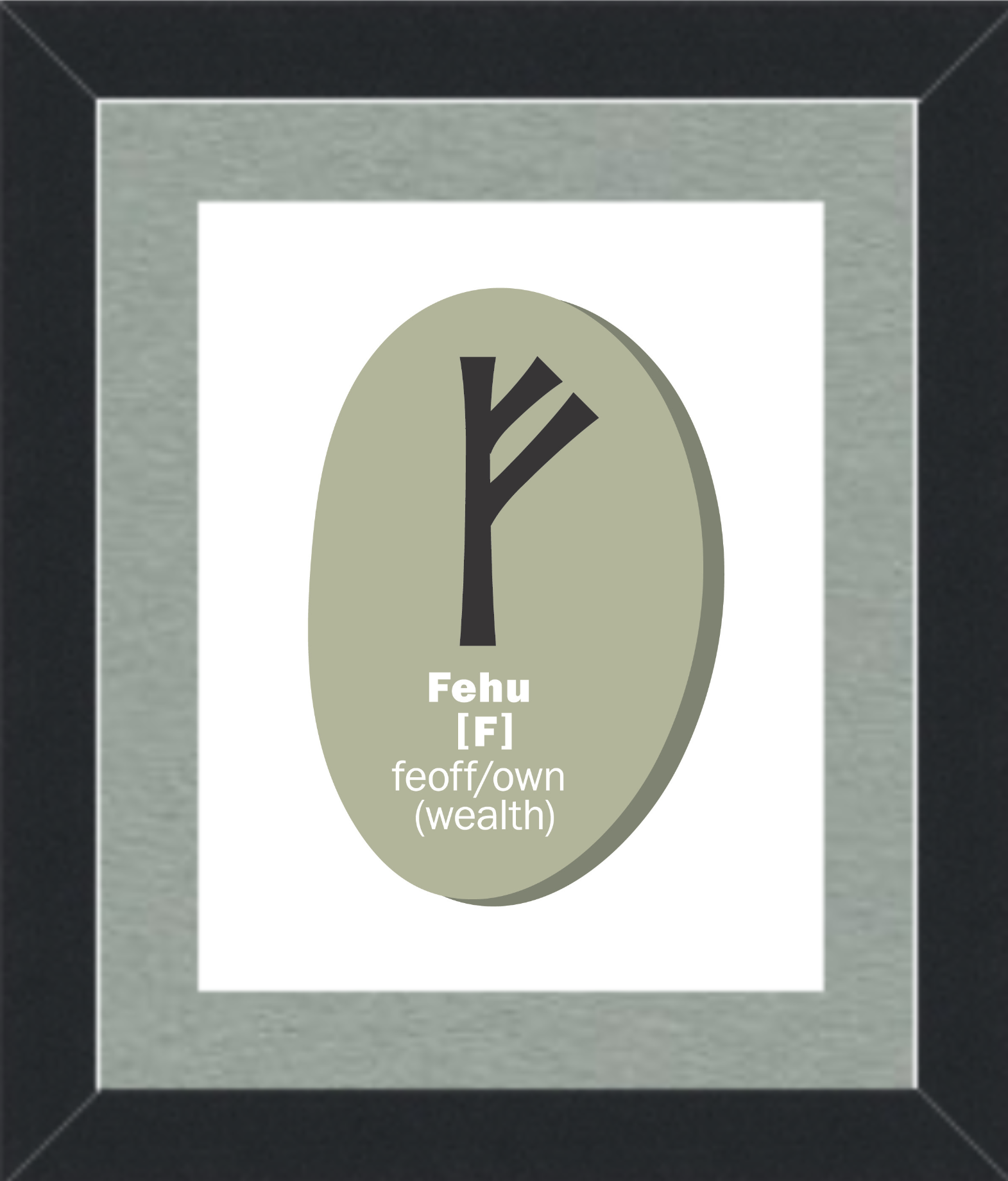 Fehu (Wealth) Viking Rune Framed Wall Art