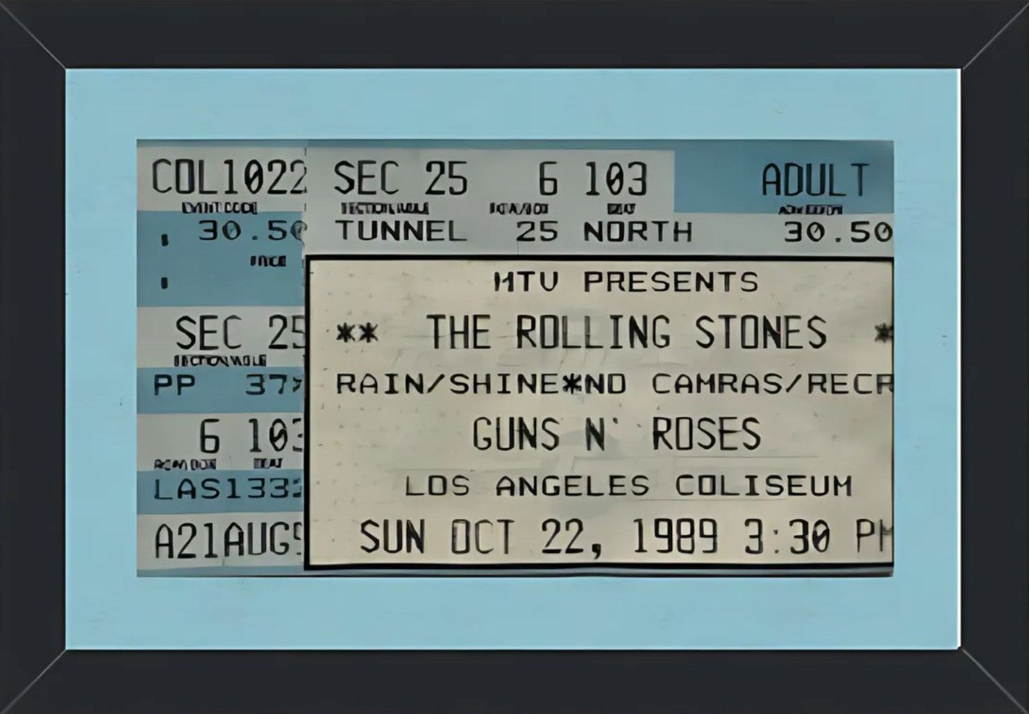 The Rolling Stones Concert Ticket Stub (1989) Framed