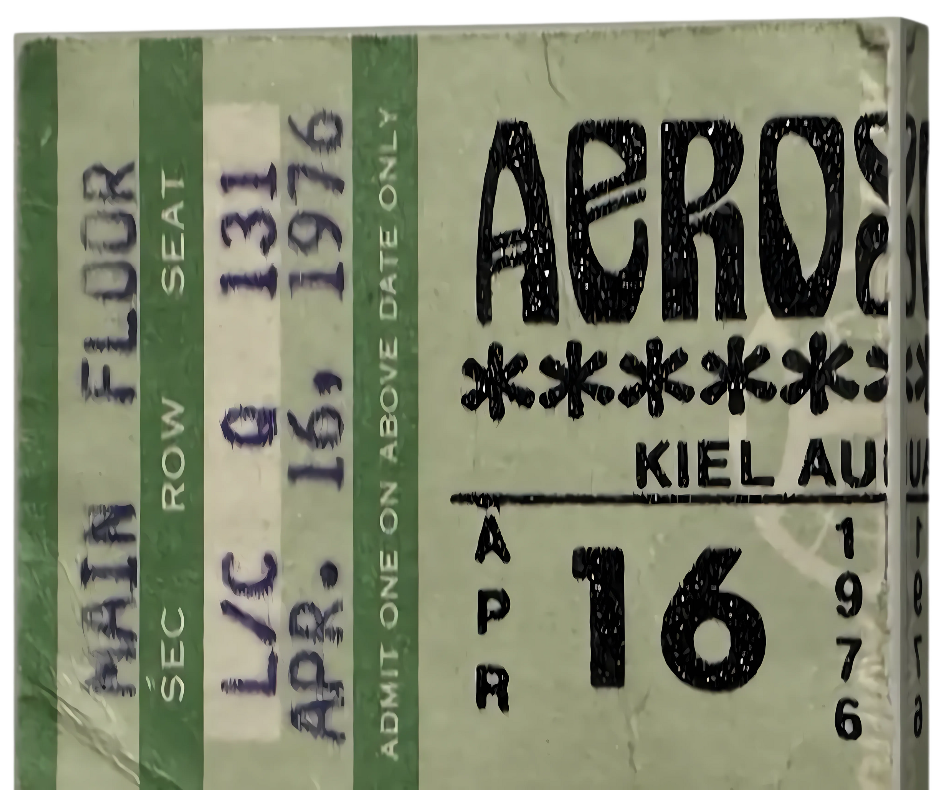 Aerosmith (1976) Concert Ticket Stub on Canvas