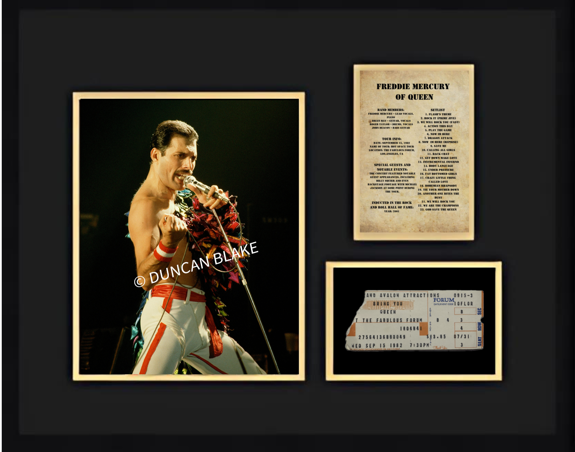 Freddie Mercury of Queen (1982) Framed Collage Collectible