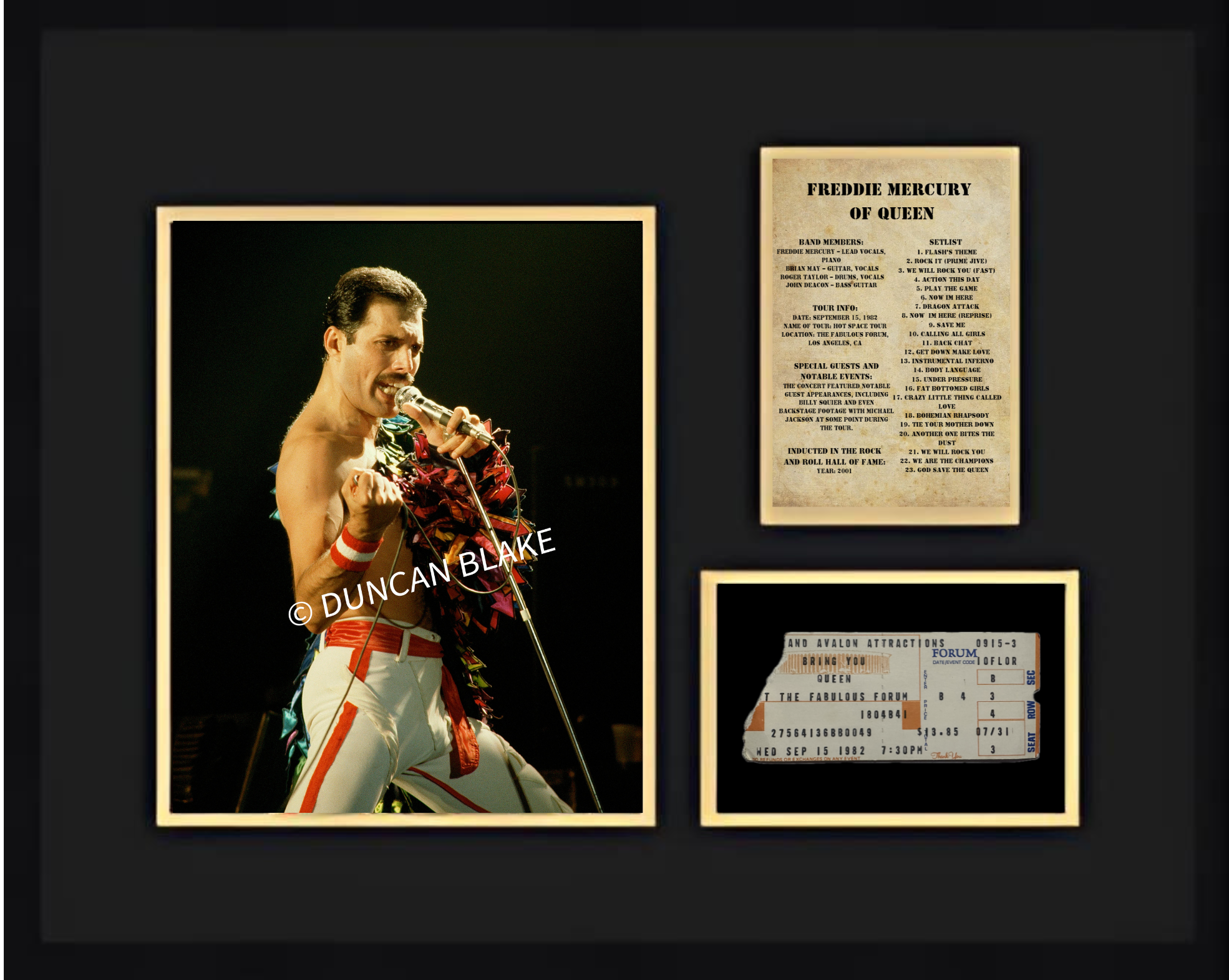 Freddie Mercury of Queen (1982) Framed Collage Collectible