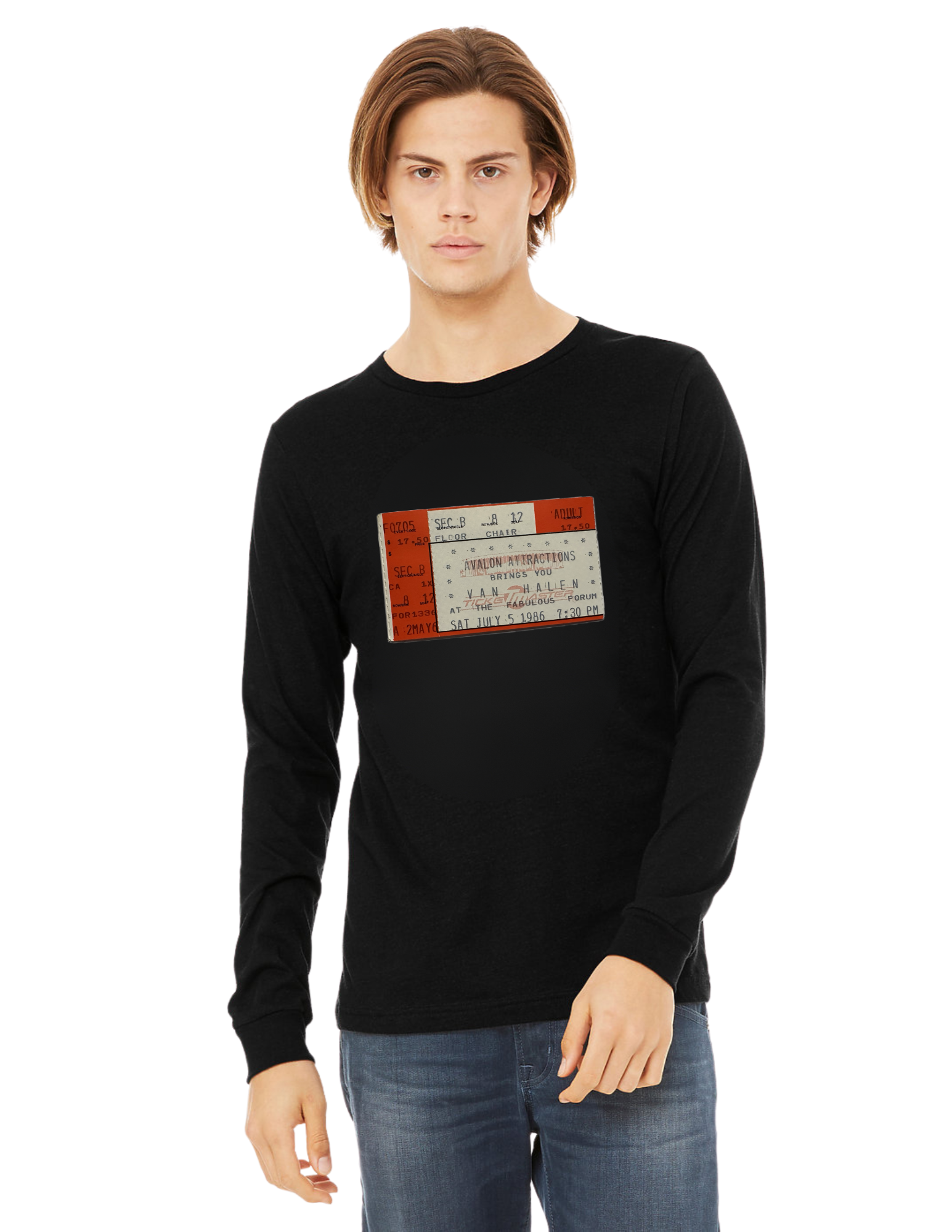 Mens Van Halen (1986) Concert Ticket Long Sleeve