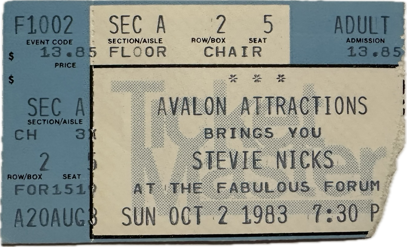 Womens Stevie Nicks (1983) Concert Ticket Long Sleeve