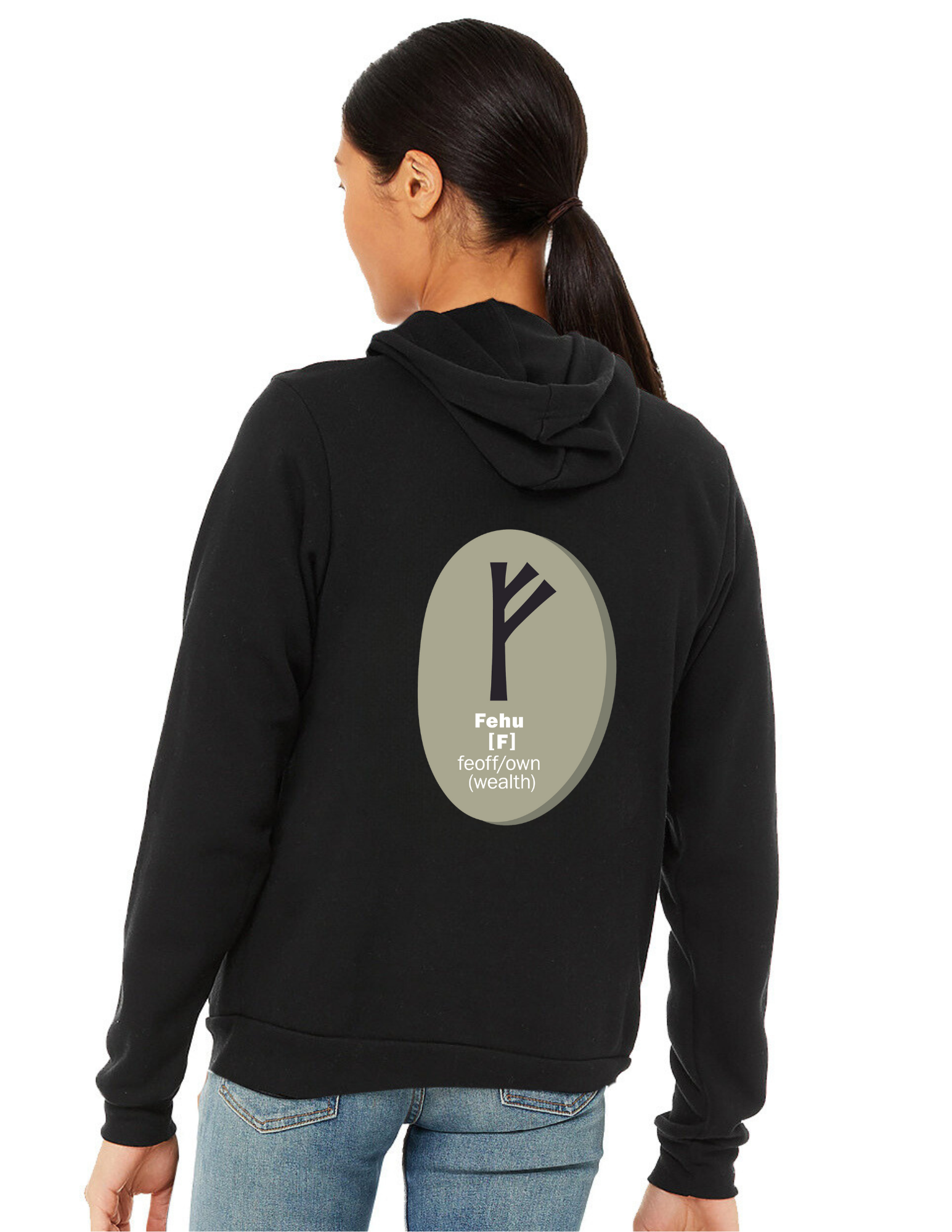 Womens Viking Fehu Rune Zip-Up Hoodie