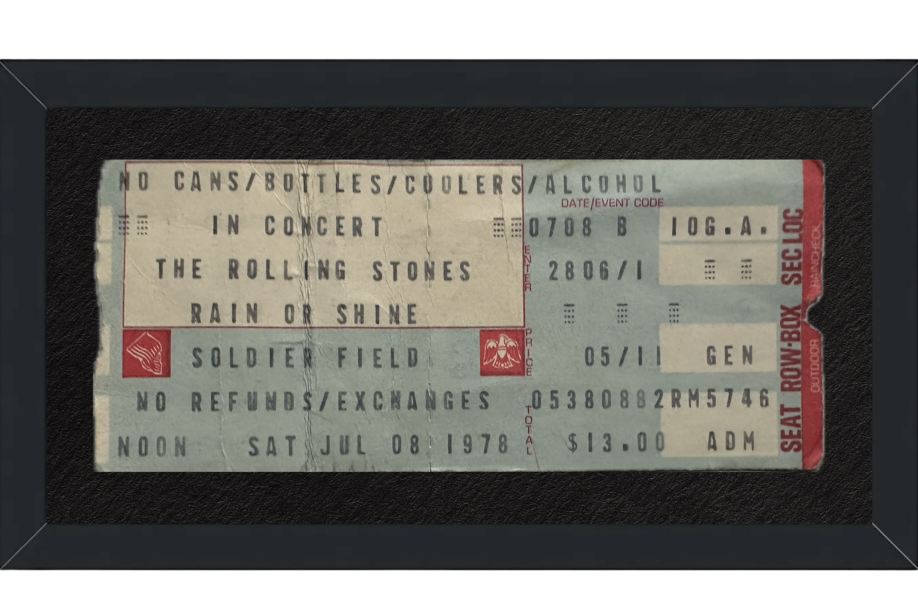 The Rolling Stones Concert Ticket Stub (1978) Framed