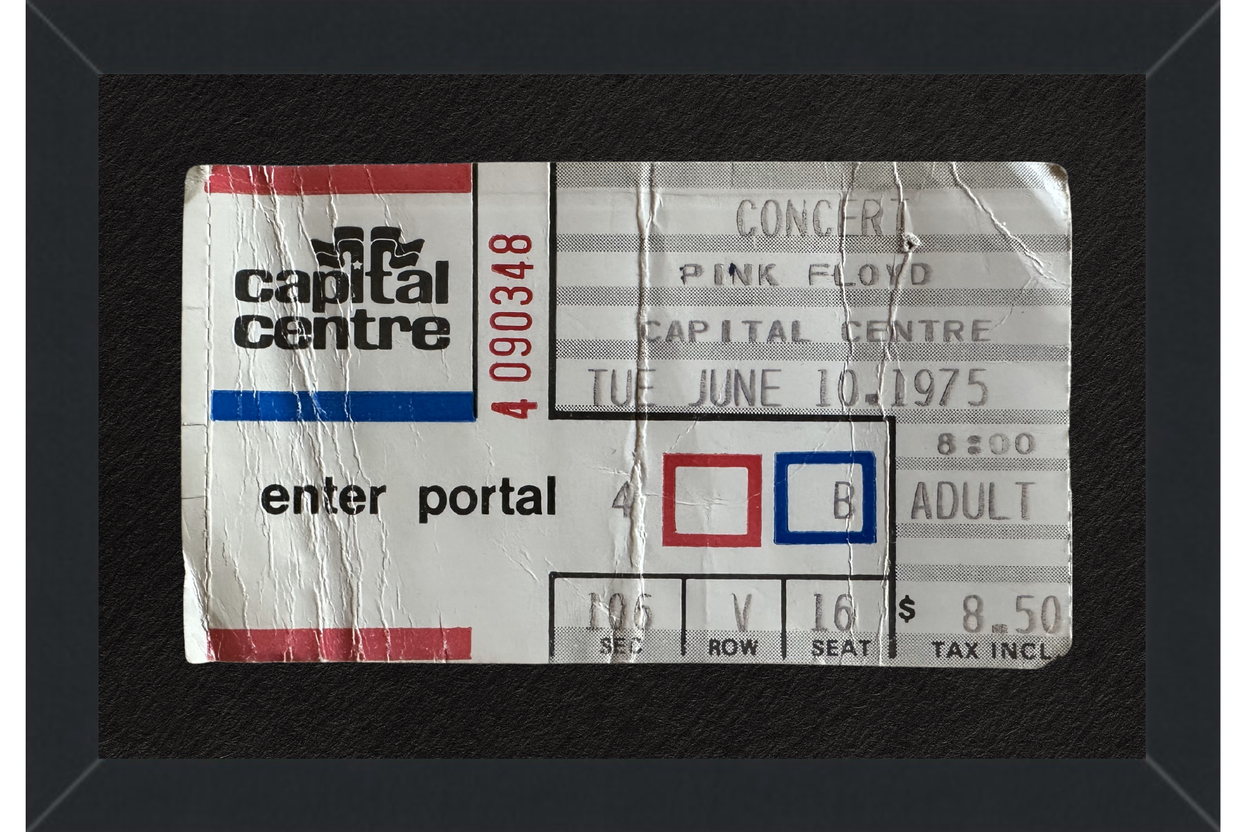 Pink Floyd Concert Ticket Stub (1975) Framed