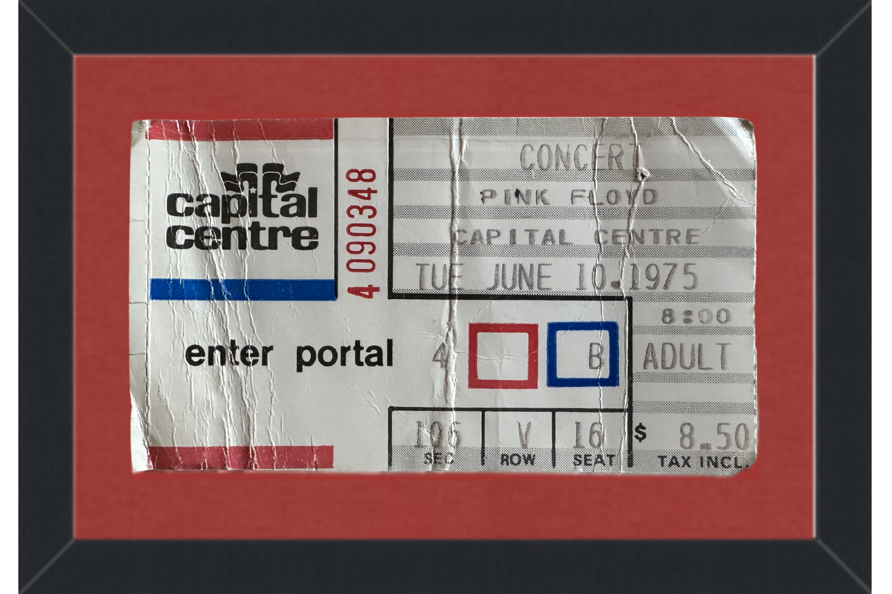 Pink Floyd Concert Ticket Stub (1975) Framed