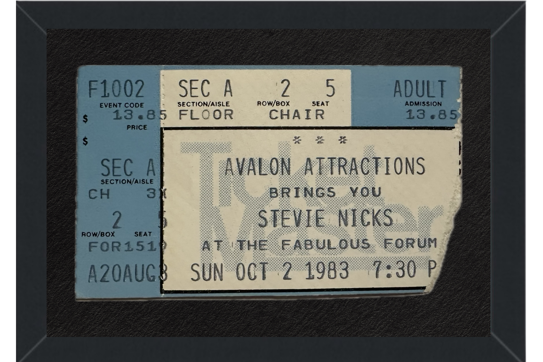 Stevie Nicks Concert Ticket Stub (1983) Framed