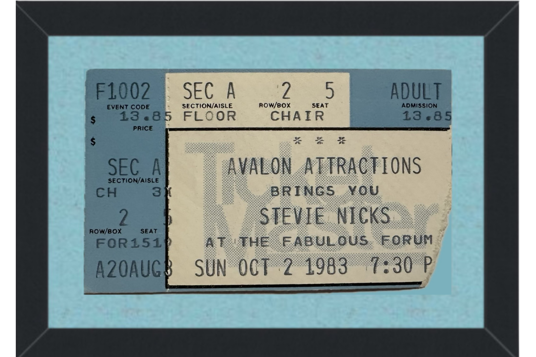 Stevie Nicks Concert Ticket Stub (1983) Framed