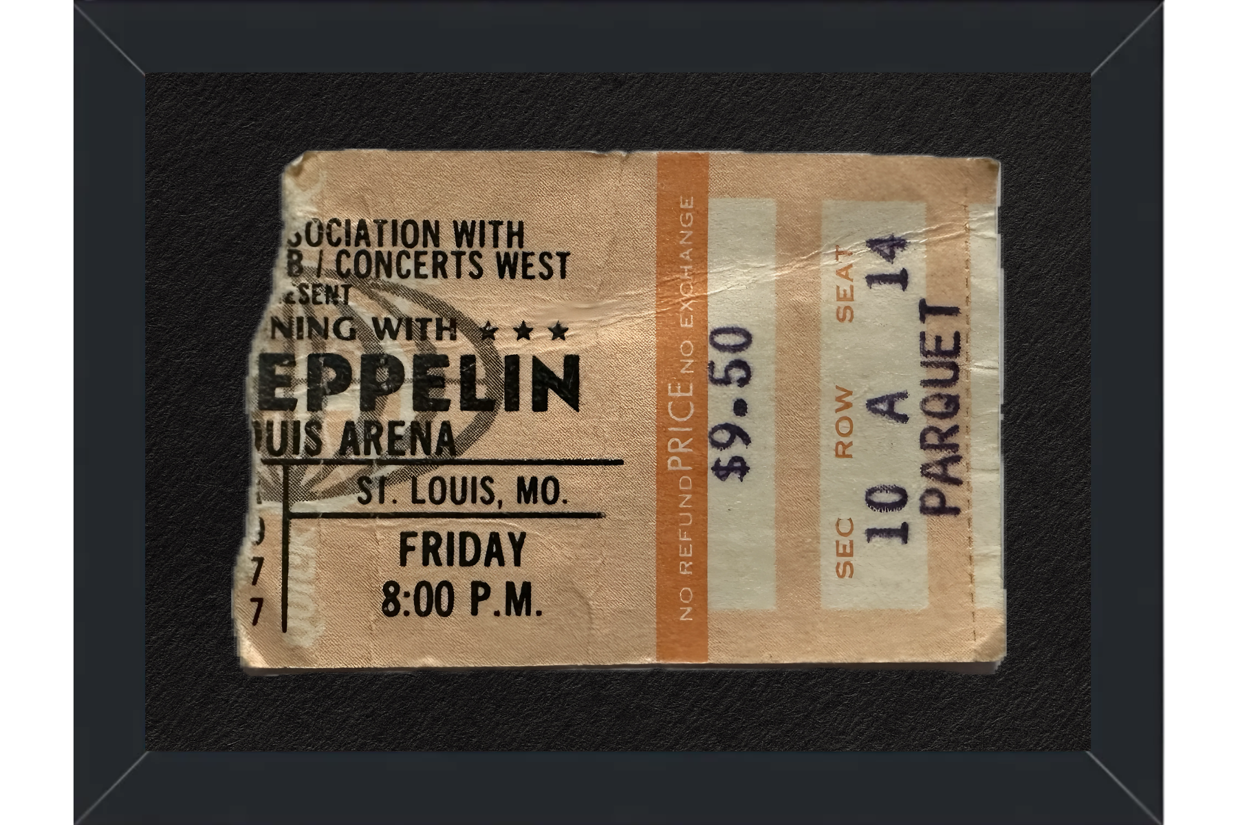 Led Zeppelin Concert Ticket Stub (1977) Framed