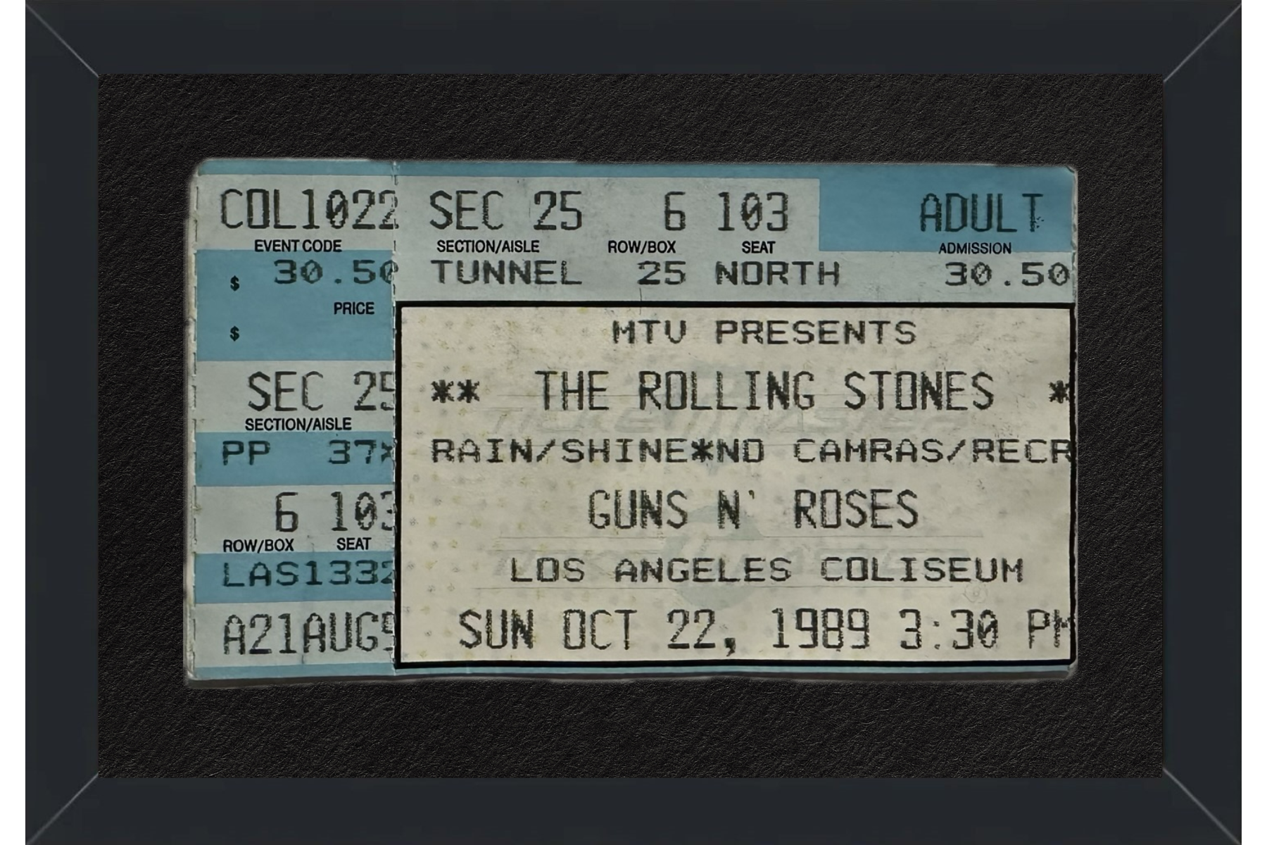 The Rolling Stones Concert Ticket Stub (1989) Framed