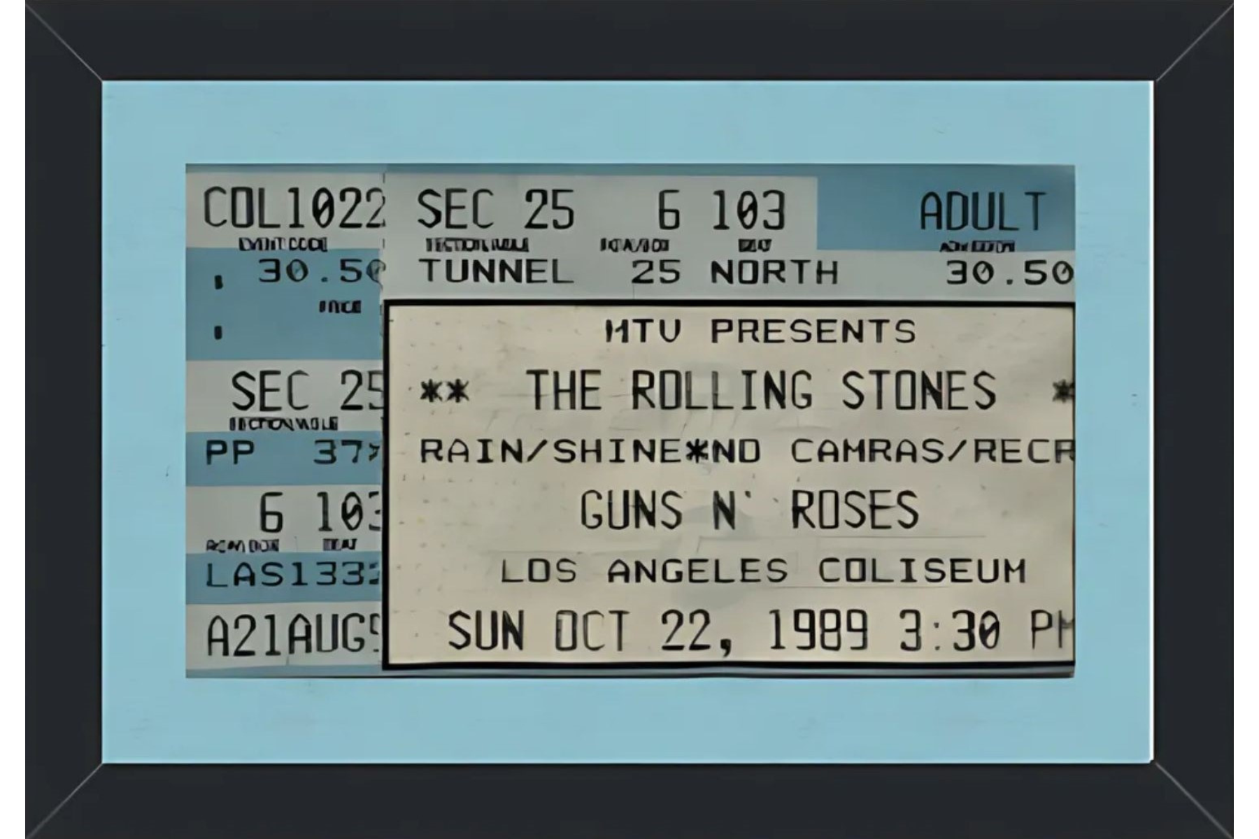 The Rolling Stones Concert Ticket Stub (1989) Framed